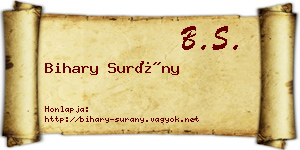 Bihary Surány névjegykártya